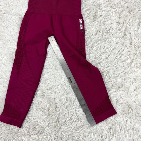 Gymshark Energy Seamless Crop Leggings Maroon Red High Waisted Size XS - Picture 3 of 5
